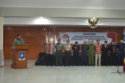 Ketua Bawaslu RI, Prof. DR. Muhammad memberikan sambutan pada kegiatan Pelantikan anggota Panitia Pengawas Pemilihan Kepala Daerah kabupaten Bangka Tengah, kabupaten Bangka Barat, kabupaten Bangka Selatan dan kabupaten Belitung Timur 