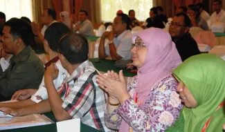 Rapat Pleno terbuka Rekapitulasi Hasil Penghitungan Suara Pemilu Presiden dan Wakil Presiden Tingkat Provinsi, di Serang, Provinsi Banten, Sabtu (17/7). Tampak Pimpinan Bawaslu Endang Wihdatiningtyas mengikuti proses rekapitulasi. 