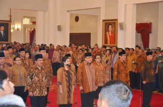 Sebanyak 34 Kabinet Meteri  dilantik Masa Bakti tahun 2014 -2019 di Istana Negara Jakarta, Senin (26/10).